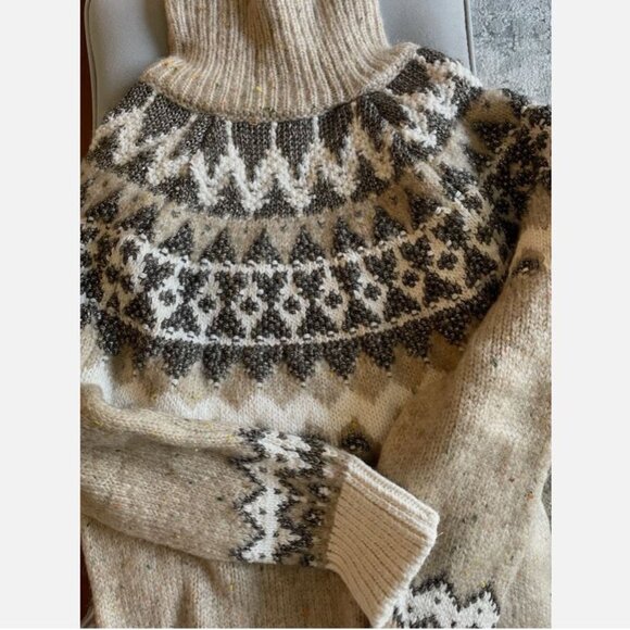 NWT Anthropologie Pilcro Ribbed Turtleneck Sweater Fair Isle Size S - Picture 8 of 11